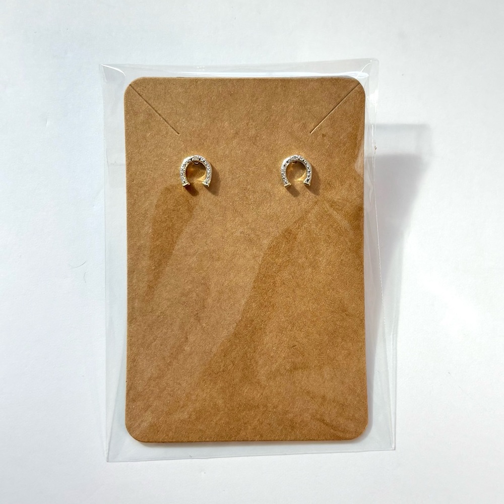Genuine diamond accent horseshoe earrings (14k yellow gold over brass)